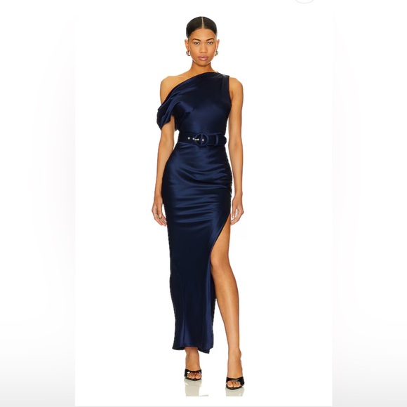 NWT NICHOLAS Eartha Off The Shoulder Gown in Dark Ink size 2